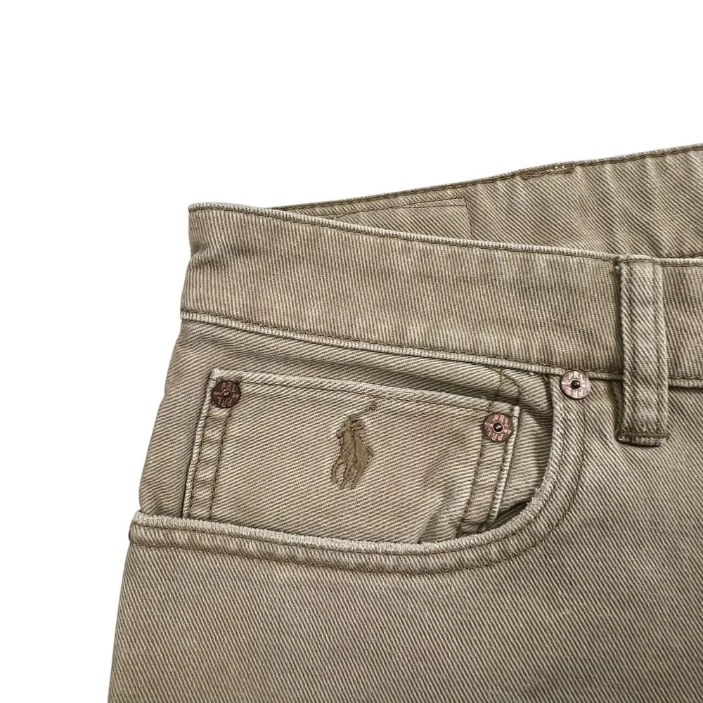 Polo Ralph Lauren Mens 40X30 Brown Straight Leg Cotton‎ Denim Jeans